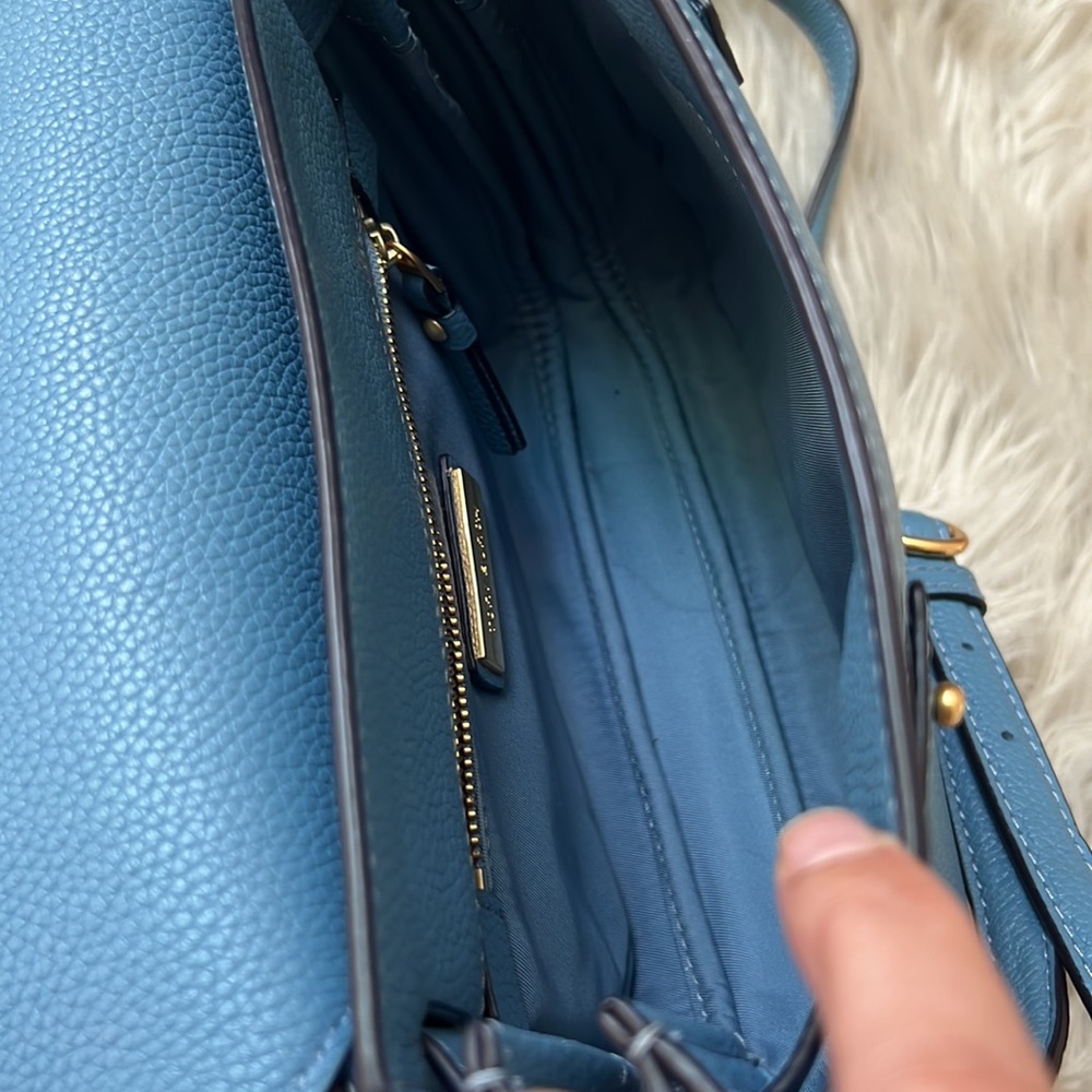 Tory Burch Blue Everly Leather Flap Saddle Bag - Picture 6 of 14